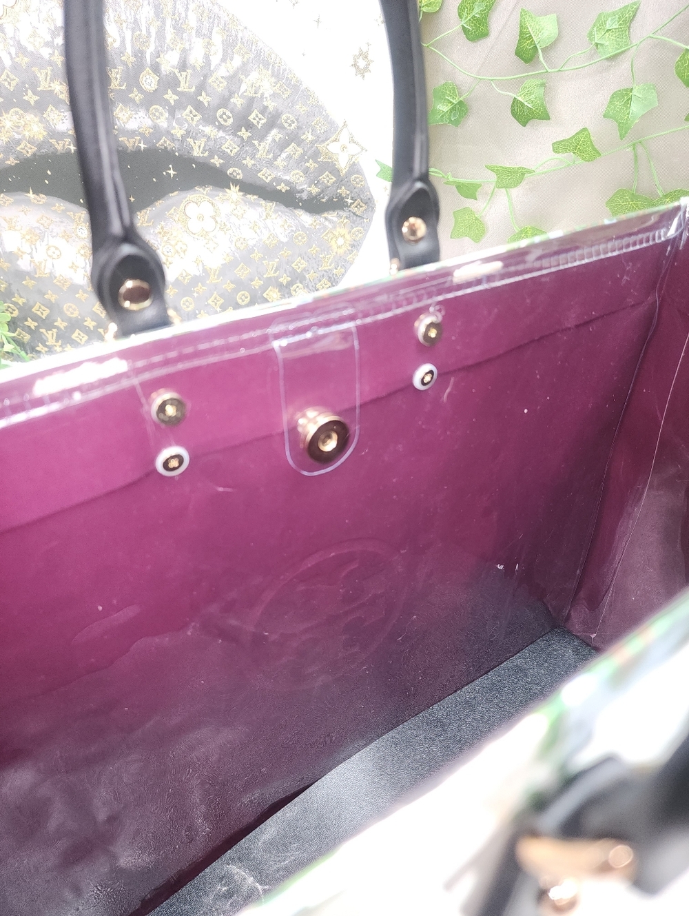 Authentic Tory Burch Retail Shopping Bag In PVC Purple Interior GORGEOUS - Picture 9 of 9